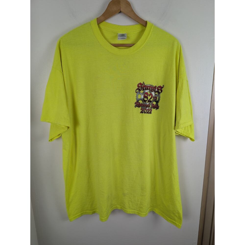 Sturgis 2022 Men's 2xl T-shirt Neon Yellow 82nd Motorcycle Rally Dayglow